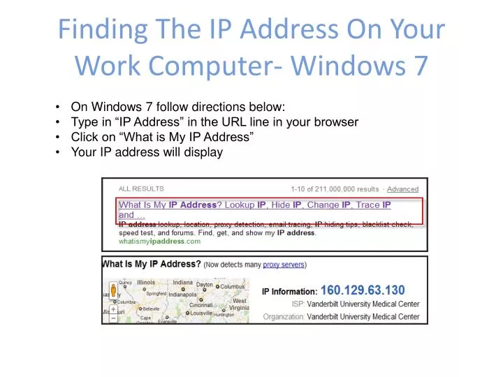 finding the ip address on your work computer windows 7