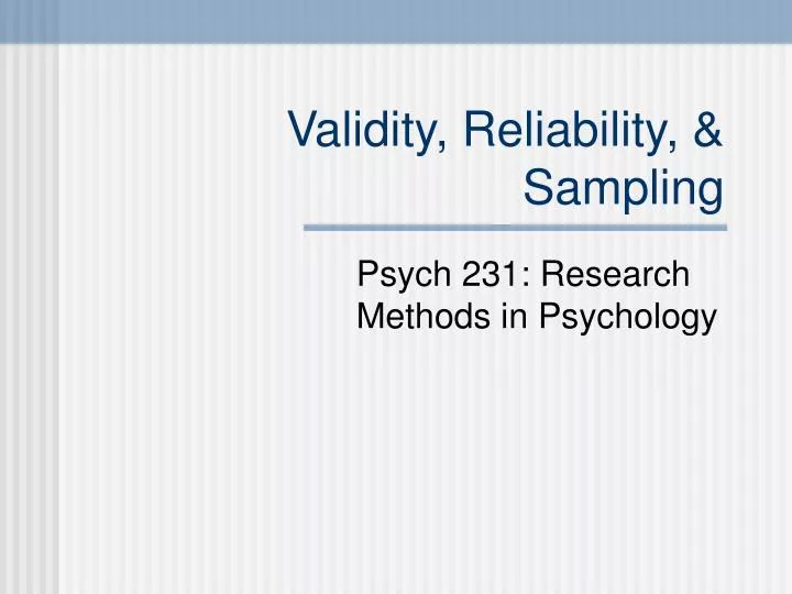 validity reliability sampling
