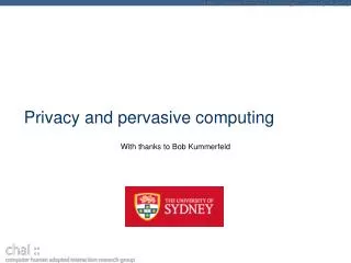 Privacy and pervasive computing