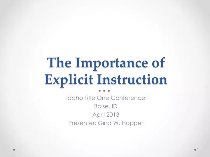 the importance of explicit instruction