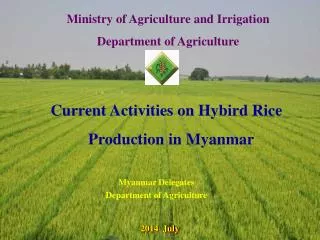 Ministry of Agriculture and Irrigation Department of Agriculture