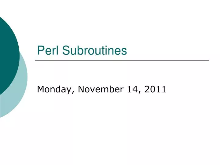 perl subroutines