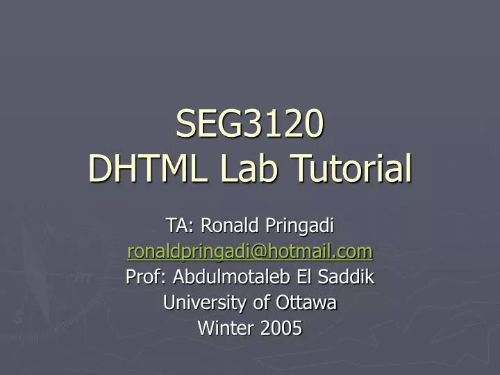 seg3120 dhtml lab tutorial