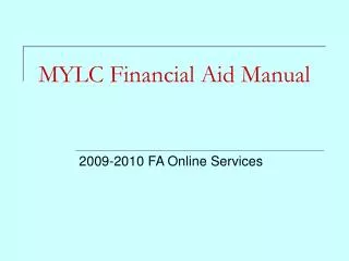 MYLC Financial Aid Manual