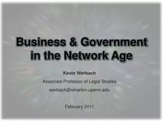 Business &amp; Government in the Network Age