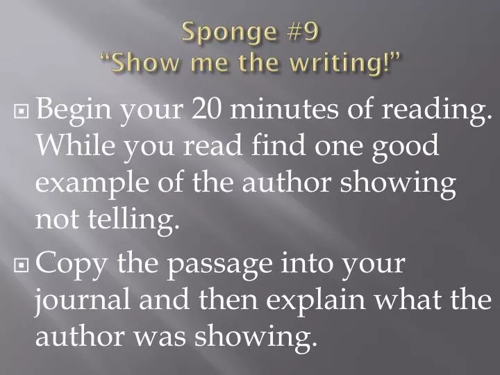 sponge 9 show me the writing