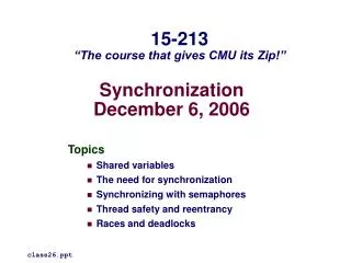 Synchronization December 6, 2006