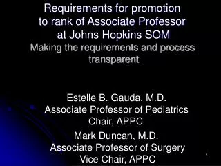 Requirements for promotion to rank of Associate Professor at Johns Hopkins SOM