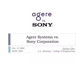 Agere Systems vs. Sony Corporation