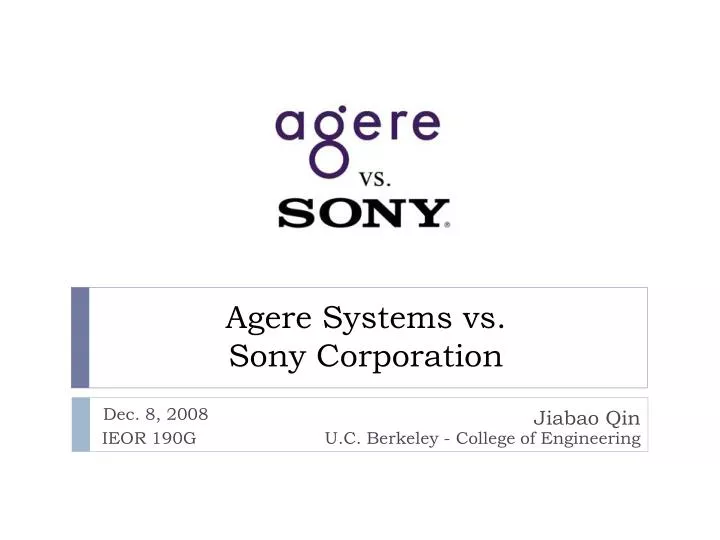 agere systems vs sony corporation