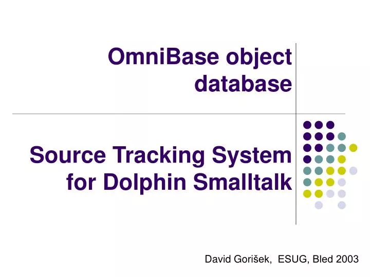 omnibase object database source tracking system for dolphin smalltalk
