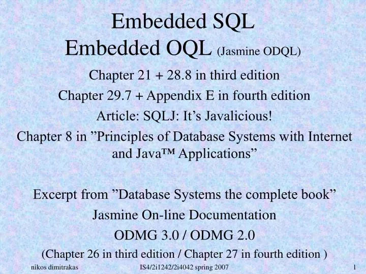 embedded sql embedded oql jasmine odql