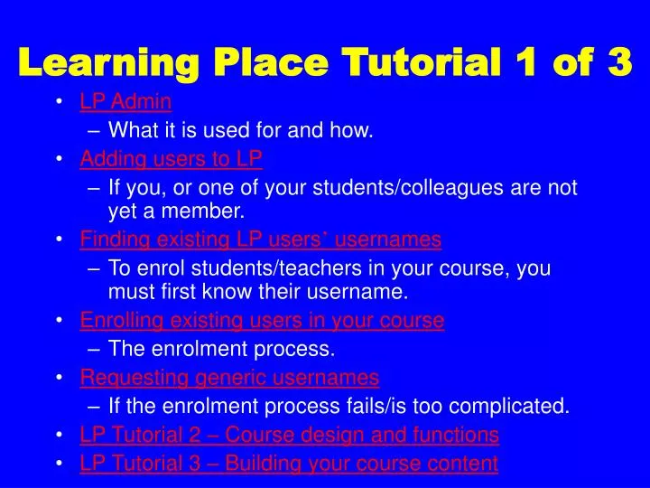 learning place tutorial 1 of 3