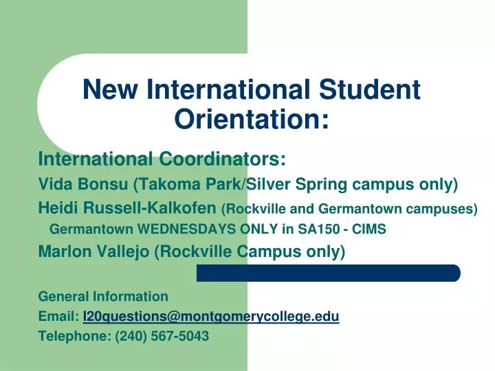 new international student orientation