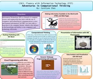 CSE3: Fluency with Information Technology (FIT) Adventures in Computational Thinking