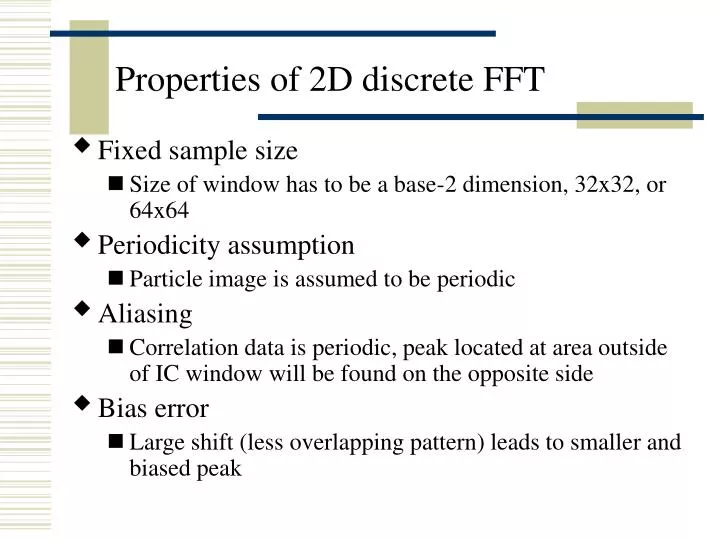 properties of 2d discrete fft