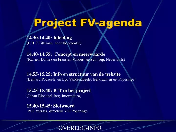 project fv agenda