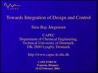 CAPE FORUM Vezprem, Hungary 14-15 February 2004