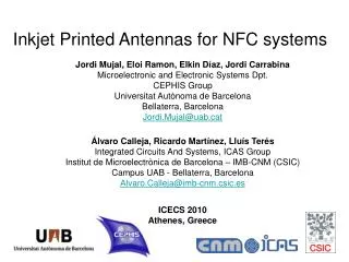 Inkjet Printed Antennas for NFC systems