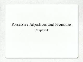Possessive Adjectives and Pronouns Chapter 4
