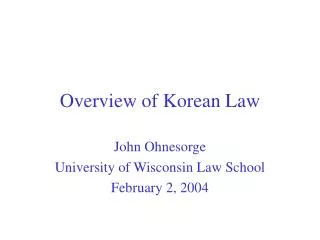 Overview of Korean Law