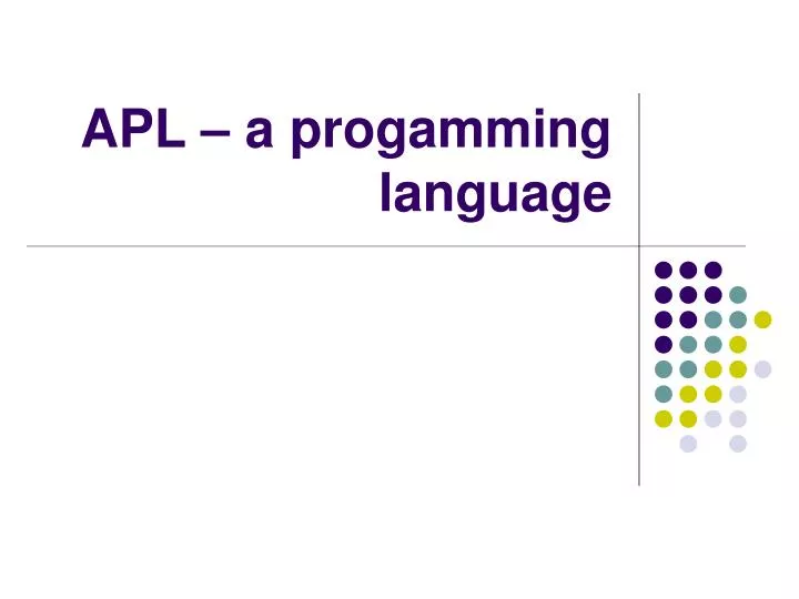 apl a progamming language