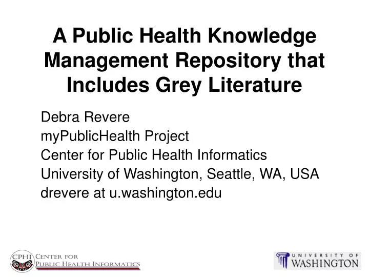 a public health knowledge management repository that includes grey literature
