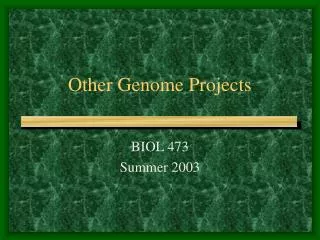 Other Genome Projects
