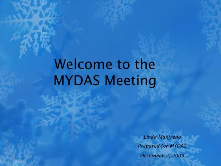 welcome to the mydas meeting
