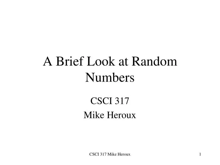 a brief look at random numbers