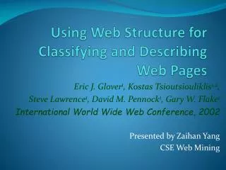 Using Web Structure for Classifying and Describing Web Pages