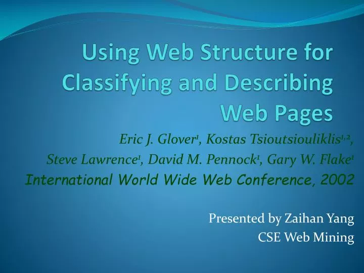 using web structure for classifying and describing web pages