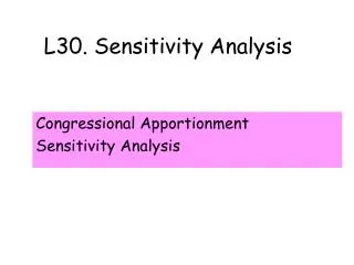 L30. Sensitivity Analysis