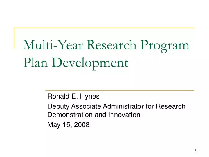 multi year research program plan development