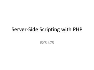 Server-Side Scripting with PHP