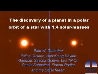 The discovery of a planet in a polar orbit of a star with 1.4 solar-masses