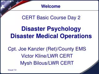 Disaster Psychology Disaster Medical Operations
