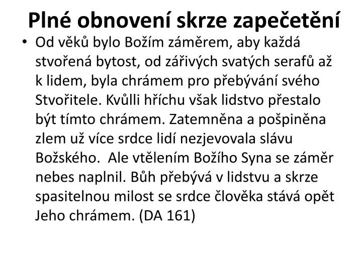 pln obnoven skrze zape et n