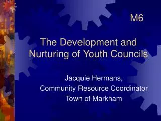 The Development and Nurturing of Youth Councils