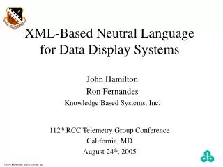 XML-Based Neutral Language for Data Display Systems