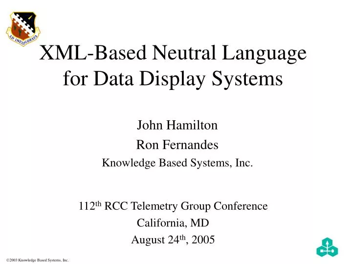 xml based neutral language for data display systems