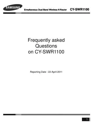 Frequently asked Questions on CY-SWR1100