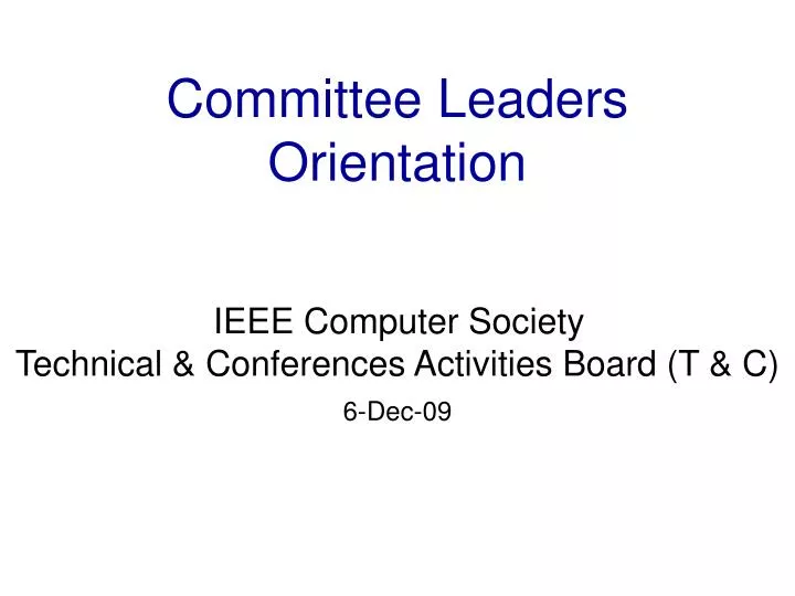 committee leaders orientation