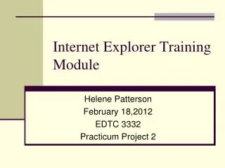 Internet Explorer Training Module