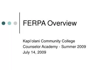 FERPA Overview