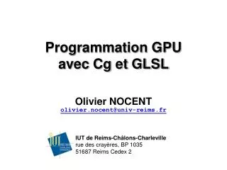 Programmation GPU avec Cg et GLSL