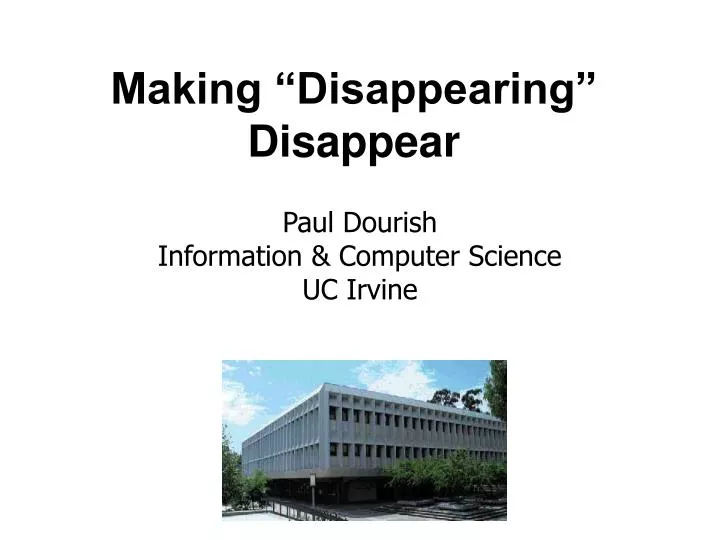 making disappearing disappear
