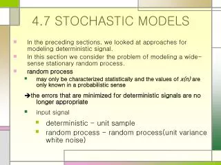 4.7 STOCHASTIC MODELS
