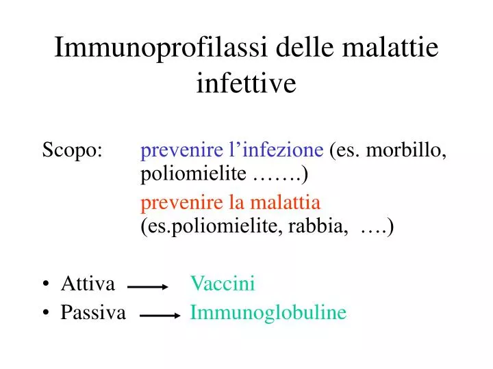 immunoprofilassi delle malattie infettive