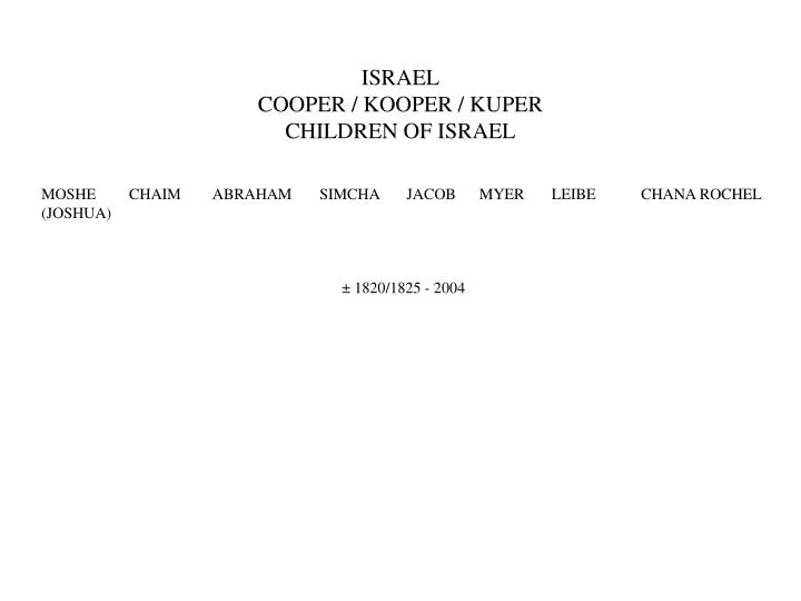 israel cooper kooper kuper children of israel